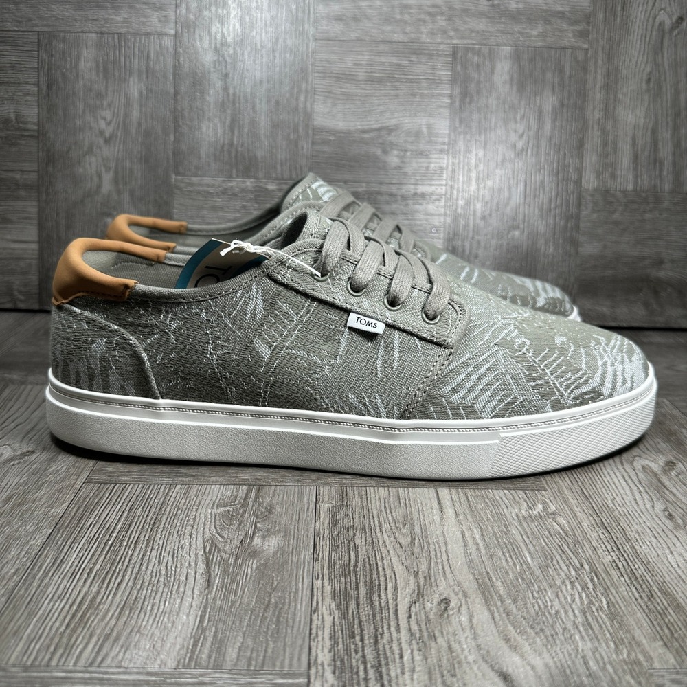 TOMS Carlo 2.0 Mens 10.5 Vetiver Grey Tropical Jacquard Casual Sneaker NEW